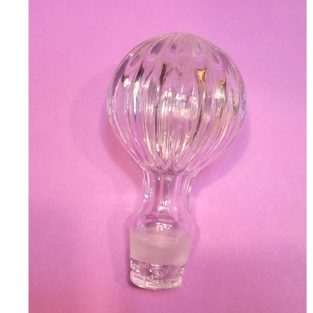 Vintage Clear Ribbed Glass Decanter Stopper Round Fluted Replacement 0.75 Inch